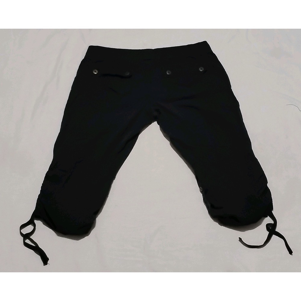 GUESS Black  Cargo Capri Pants Size 32 Y2K Utility D-Ring Ruched  Tie Cuff - Picture 6 of 7
